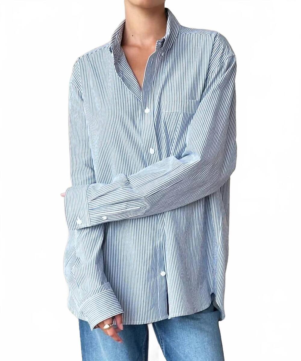 NEW EMERSON FRY ryan shirt in cape blue stripe